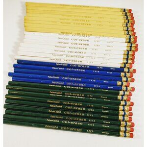 29  Faber-Castell Col-Erase Colored Pencils 8 yellow 7 white 5 blue 9 green